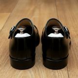 Men's Genuine Black Leather Double Monk Shoes