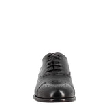 Elegant men's black leather semi brogue oxford