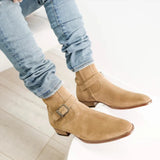 Men's Beige Suede Ankle High Jodhpur Boots