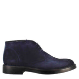 Smooth men's ankle boot in dark blue suede leather