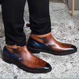 Mens Cross Strap Boots- Brown & Blue