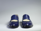 Men's Blue & Beige Patina Leather Moccasin Loafers