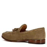 Handmade suede moccasin with beige tassels