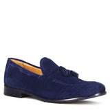 Handmade suede moccasin with blue tassels